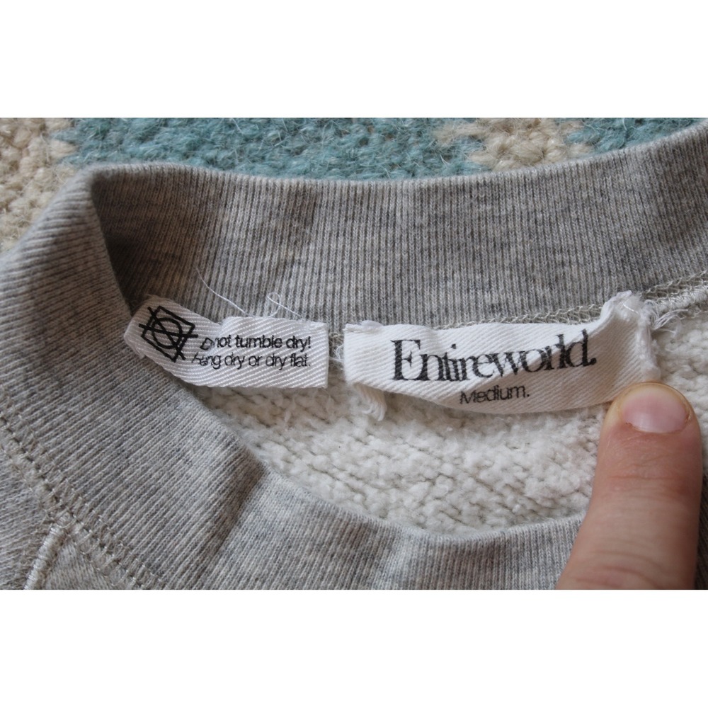 Entireworld M Gray Sweatshirt Type A Version 2 Organic Cotton Raglan Crew - Picture 3 of 7